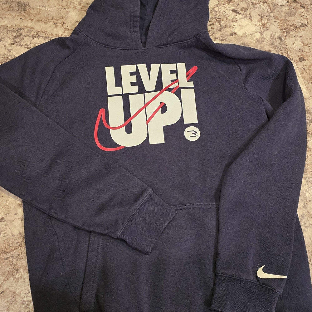 Nike Navy Blue Hoodie with Red and White Accents